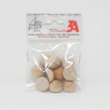 10 Semisfere decorative in legno diam. 20 mm in busta