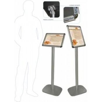Espositore su palo con cornice a scatto in alluminio