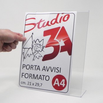 Porta avvisi A4 da banco, in acrilico trasparente per fogli A4 (cm. 21x29,7)