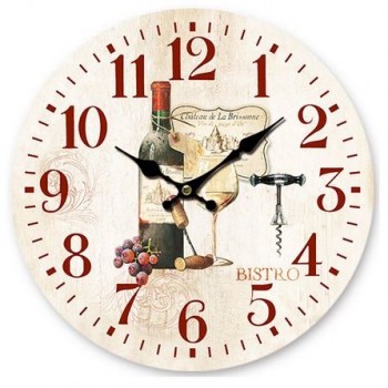 Orologio tondo da muro Bistro Vino, misura diametro cm. 34