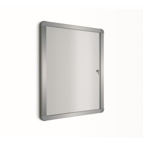 Bacheca anta battente 80x75 utile 70x65 (6 fogli A4 in verticale), struttura  in alluminio anodizzato naturale, prof. interna mm