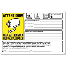Adesivo Compilabile Area Videosorvegliata Orizzontale - 30x20 PVC - 1 adesivo