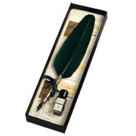 Set scrittura piuma d'oca naturale made in Italy e inchiostro