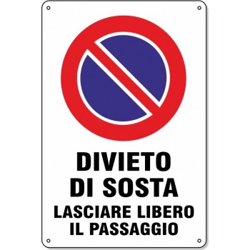 Cart.Pvc “Divieto di Sosta lasciare libero il pass.” 20x30-1 cartello