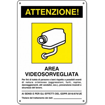 Cartello Pvc "Area Videos. comp." - 20x30 - 1 Cartello