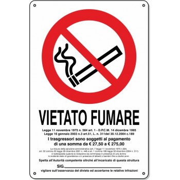 Cartello Pvc "Vietato Fumare" - 20x30 - 1 Cartello