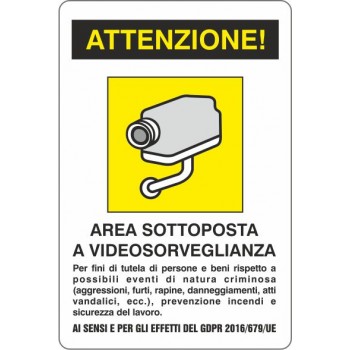 Adesivo Videosorveglianza 10x15 - 1 Adesivo