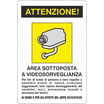 Adesivo Videosorveglianza 15x22 - 1 Adesivo