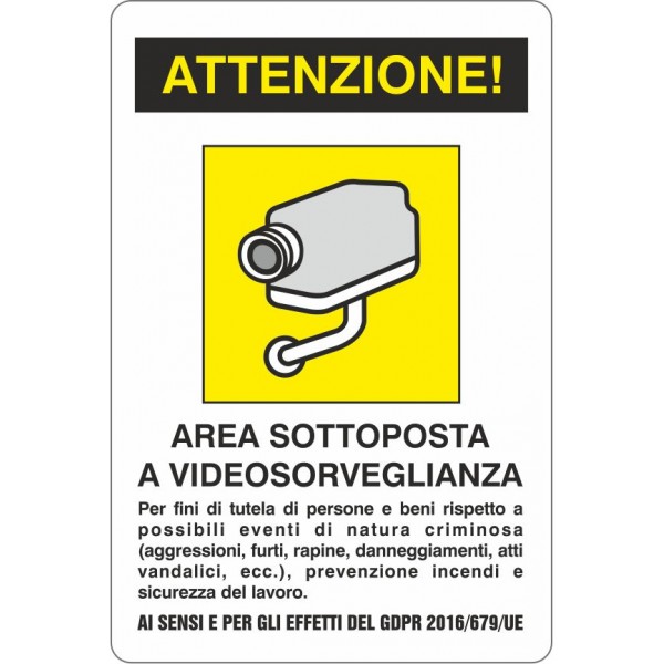 Adesivo Videosorveglianza 15x22 - 1 Adesivo