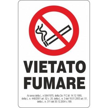 Adesivo Vietato fumare con legge 10X15 - 1 Adesivo