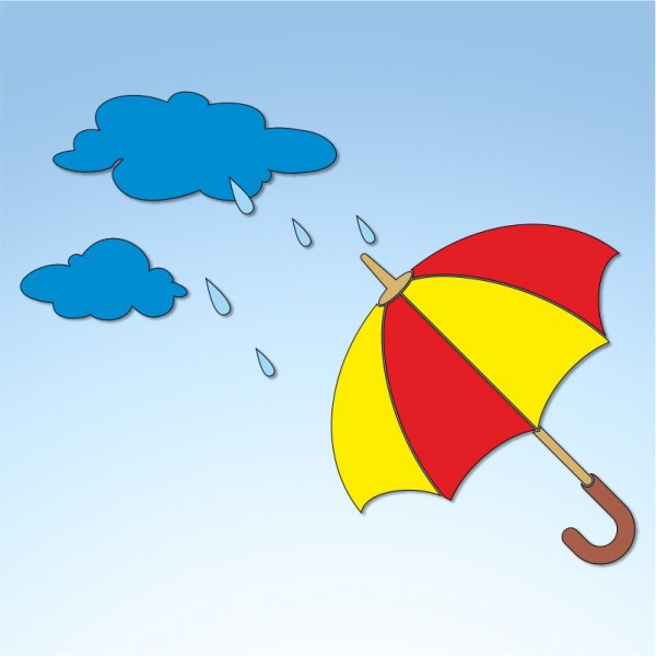 Vetrofania ombrello con pioggia, misura circa cm. 90x70