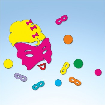 Vetrofania carnevale maschera dama veneziana, misura circa cm. 75x70