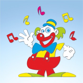 Vetrofania carnevale pagliaccio e note, misura circa cm. 80x70