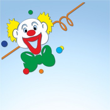 Vetrofania carnevale Pagliaccio e stelle filanti, misura circa cm. 100x80