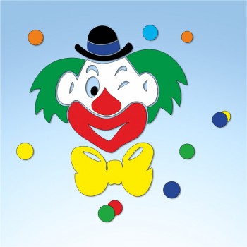 Vetrofania carnevale Pagliaccio, misura circa cm. 80x70