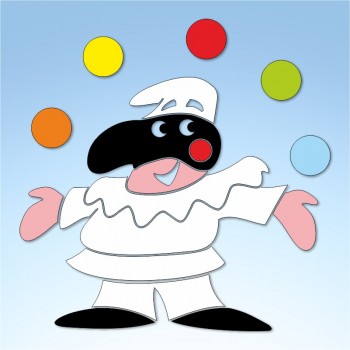Vetrofania carnevale Pulcinella, misura circa cm. 70x70