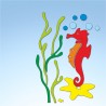 Vetrofania estate alghe, cavalluccio e stella marina, misura circa cm. 70x90