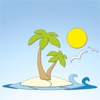 Vetrofania estate spiaggia assolata, misura circa cm. 80x60