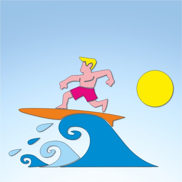 Vetrofania estate surfer, misura circa cm. 80x65