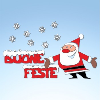 Vetrofania babbo natale e buone feste, misura circa cm. 100x65