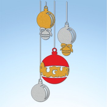 Vetrofania bocce con inserto auguri, misura circa cm. 150x65