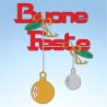 Vetrofania buone feste rami e bocce, misura circa cm. 80x60