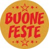 200 etichette Buone feste tondo, mm.36x36 - ORO