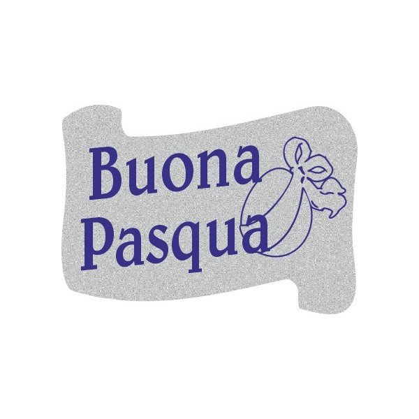 200 etichette ca. Buona Pasqua pergamena, mm.36x25 - ARGENTO