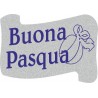 200 etichette ca. Buona Pasqua pergamena, mm.36x25 - ARGENTO
