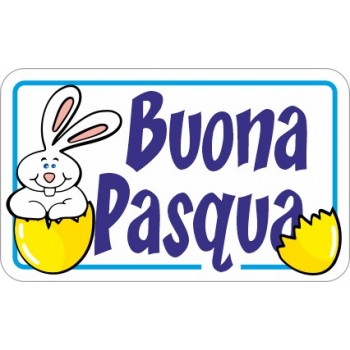 200 etichette ca. Buona Pasqua rettangolo, mm.36x22 - BIANCO
