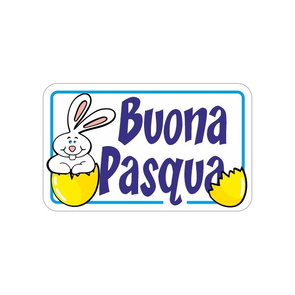 200 etichette ca. Buona Pasqua rettangolo, mm.36x22 - BIANCO