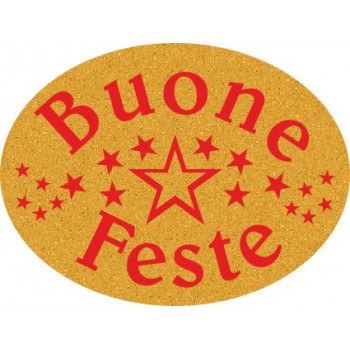 200 etichette ca. Buone feste ovale, mm.36x27 - ORO