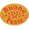 200 etichette ca. Buone feste ovale, mm.36x27 - ORO
