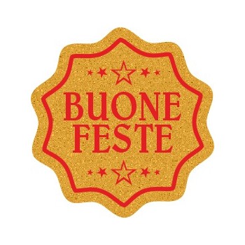 220 etichette Buone feste coccarda, mm.23x23 – ORO