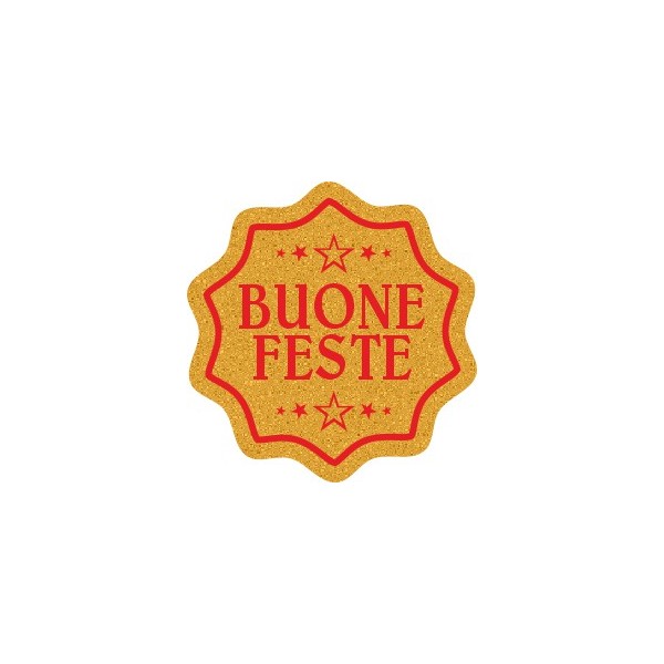 220 etichette Buone feste coccarda, mm.23x23 – ORO