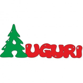 Scritta natale auguri con a ad albero