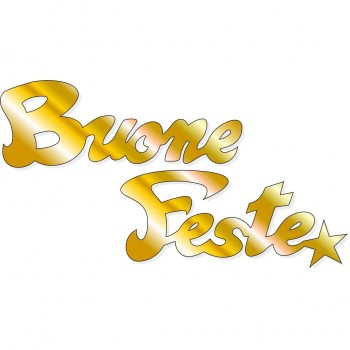 Scritta natale buone feste tondo oro