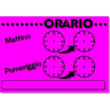 Orario "Orologi" Cm. 20X14 - 25 Cartelli - Fluo Assortiti