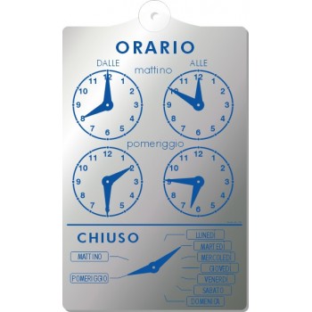 Orario In Pvc 13X20 Argento/Blu Con Ventosa
