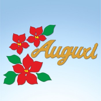 Vetrofania Stelle di Natale con auguri, misura cm. 45x35