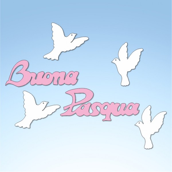 Vetrofania pasquale colombe e scritta, misura cm. 60x70