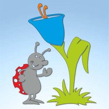 Vetrofania primavera fiore e coccinella, misura cm. 55x80