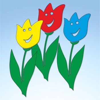 Vetrofania primavera tulipani comic, misura cm. 60x65