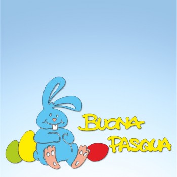 Vetrofania primavera uovo, coniglio e buona Pasqua, misura cm. 90x60