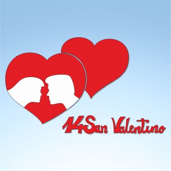 Vetrofania San Valentino cuori e innamorati, misura cm. 80x45