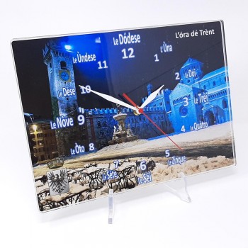 Orologio da muro "Ora de Trent" Duomo notturna, in plexiglass misura cm. 32x23 sp. 8 mm
