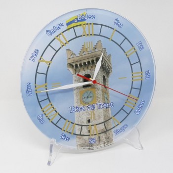 Orologio da muro "Ora de Trent" Torre Civica rotondo, in plexiglass diametro cm 25, sp. 8 mm