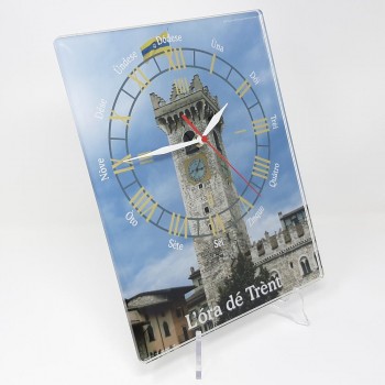 Orologio da muro "Ora de Trent" Torre Civica, in plexiglass misura cm. 25x32, sp. 8 mm