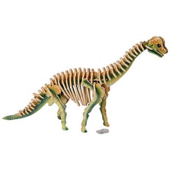 Puzzle legno brachiosauro, gioco di montaggio ad incastro cm 34x7x24